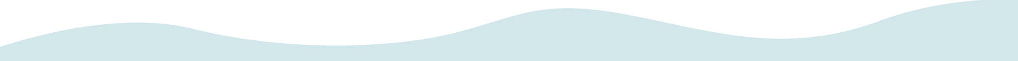 A minimalist decorative graphic featuring a wavy, undulating light blue line on a solid white background.