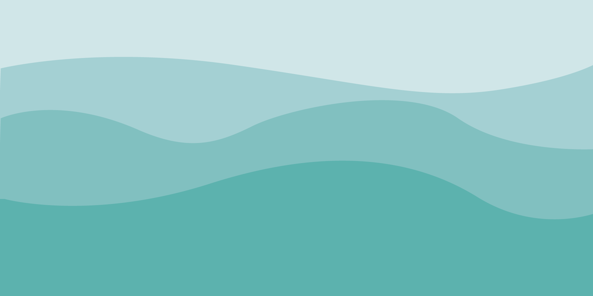 Abstract wavy landscape art print featuring layered horizontal bands of light blue, teal, and turquoise.